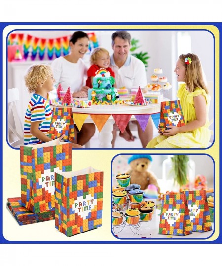 24 Pieces Building Blocks Party Favor Bags Bricks Party Gift Bags Goodie Candy Bags Bricks Theme Treat Bags for Kids Boys Bir...