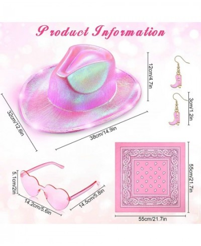 4 Packs Light up Cowboy Hat Pink Bandana Boots Cowgirl Earrings Heart Sunglasses for Western West Jewelry Fancy Dress Costume...