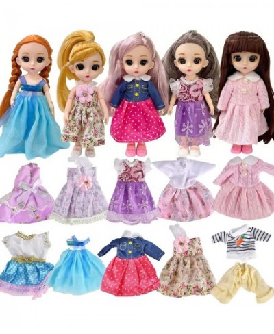 10 Sets Doll Clothes for 6 inch Doll Include 5 Pieces Girl Mini Dolls 10 Sets Handmade Doll Clothes and 5 Pairs of Doll Shoes...