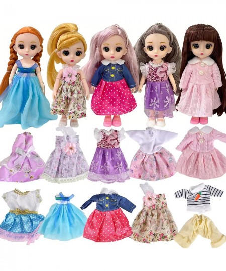 10 Sets Doll Clothes for 6 inch Doll Include 5 Pieces Girl Mini Dolls 10 Sets Handmade Doll Clothes and 5 Pairs of Doll Shoes...