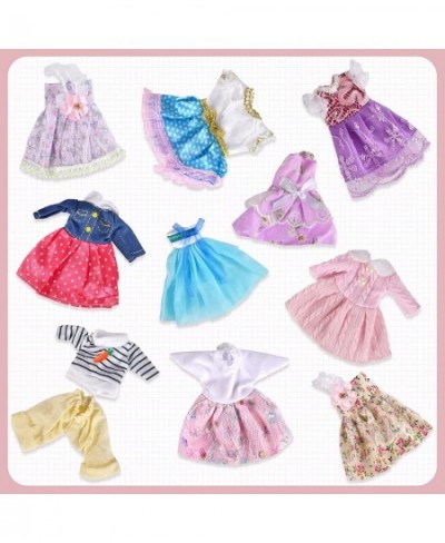 10 Sets Doll Clothes for 6 inch Doll Include 5 Pieces Girl Mini Dolls 10 Sets Handmade Doll Clothes and 5 Pairs of Doll Shoes...