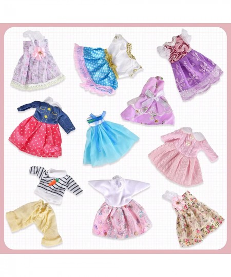 10 Sets Doll Clothes for 6 inch Doll Include 5 Pieces Girl Mini Dolls 10 Sets Handmade Doll Clothes and 5 Pairs of Doll Shoes...