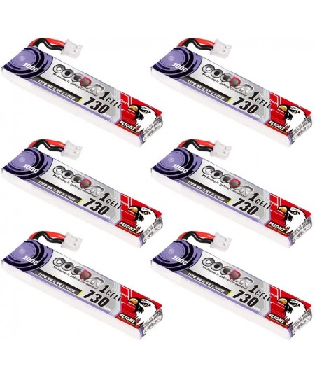 6 Packs 730mAh 1S 3.8V 100C HV LiPo Battery JST-PH 2.0 Connector for Larger Brushed Whoop Drones Like EMAX Tinyhawk Brushless...