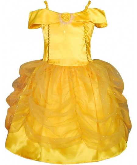 Princess Dress Up Costume Gold Yellow Ballgown Fancy Halloween Xmas Birthday Party Carnival $40.66 - Kids' Costumes