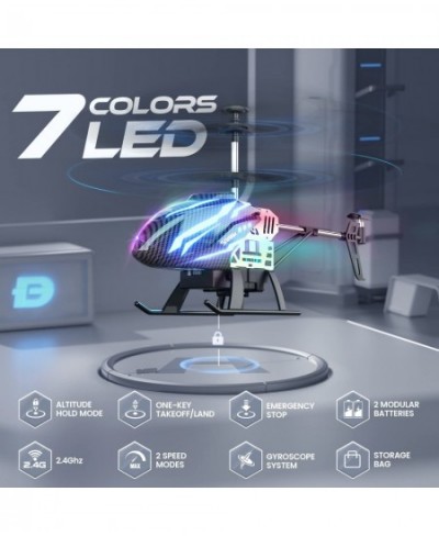 DE23 Remote Control Helicopter RC Helicopters with 7 Colors Light 2 Modular Battery for 24 Min Play Altitude Hold One Key tak...