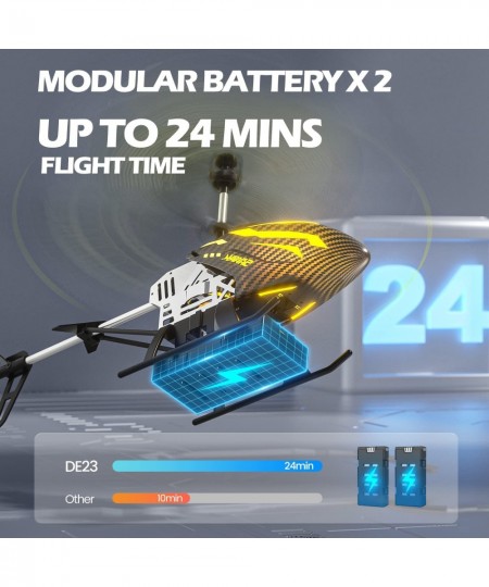 DE23 Remote Control Helicopter RC Helicopters with 7 Colors Light 2 Modular Battery for 24 Min Play Altitude Hold One Key tak...