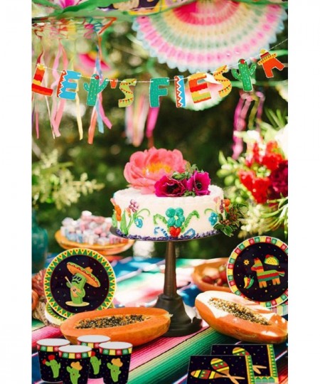 45 PCS Mexican Themed Party Plates and Napkins Sets Lets Fiesta Banner Fiesta Party Supplies Fiesta Party Decoration Mexican ...