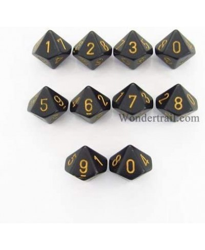 Black with Gold Opaque d10 Dice Set (10) $18.30 - Game Accessories