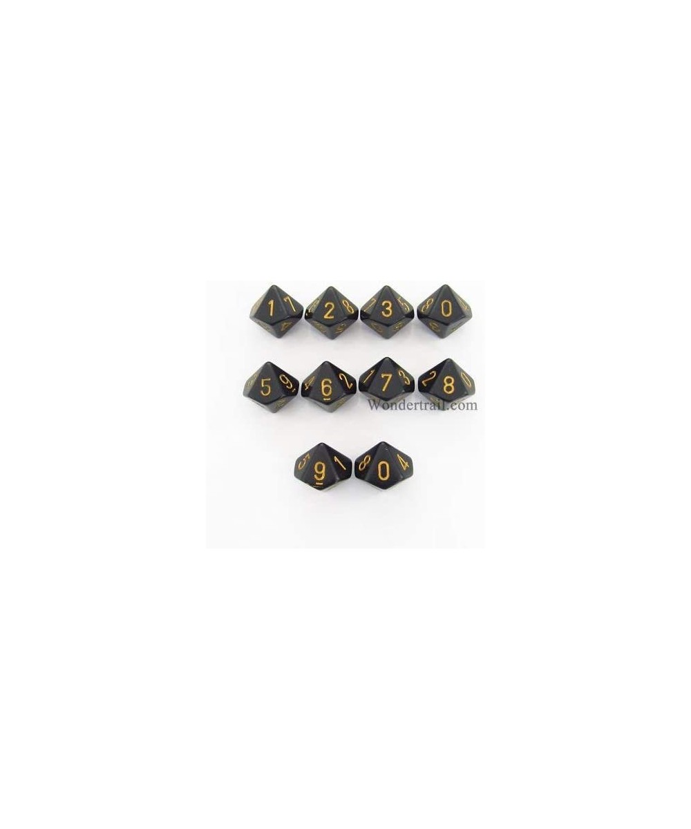 Black with Gold Opaque d10 Dice Set (10) $18.30 - Game Accessories