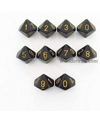 Black with Gold Opaque d10 Dice Set (10) $18.30 - Game Accessories