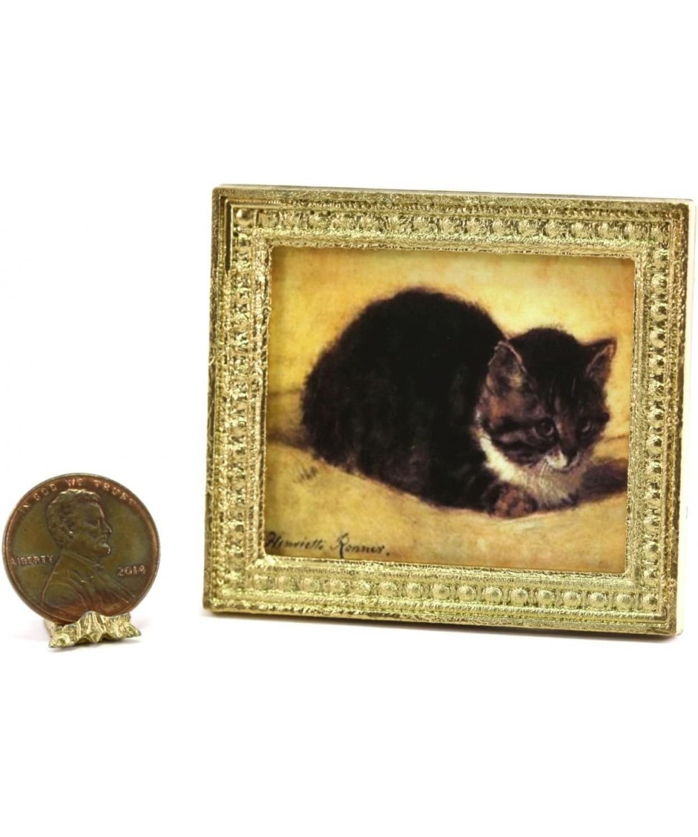 Dollhouse Miniature Gold Framed Picture of a Famous Roemer Cat Painting (A) $30.95 - Dollhouse Accessories