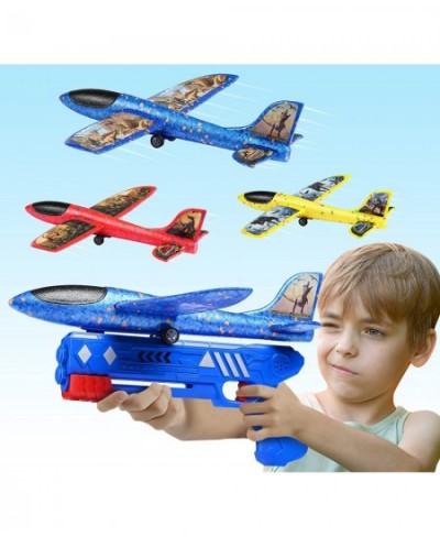 3 Pack Airplane Launcher Toy Foam Glider Planes for Kids with 2 Flight Mode Catapult Plane Toys with 3 DIY Stickers Outdoor S...