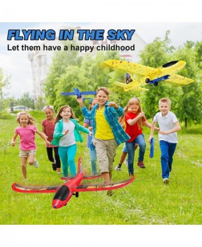 3 Pack Airplane Launcher Toy Foam Glider Planes for Kids with 2 Flight Mode Catapult Plane Toys with 3 DIY Stickers Outdoor S...