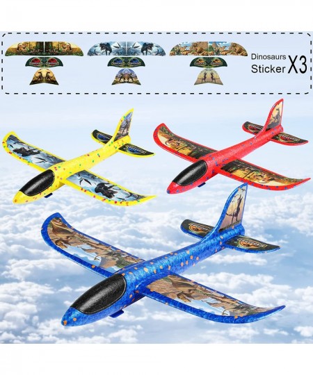 3 Pack Airplane Launcher Toy Foam Glider Planes for Kids with 2 Flight Mode Catapult Plane Toys with 3 DIY Stickers Outdoor S...