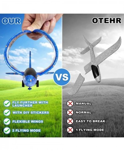 3 Pack Airplane Launcher Toy Foam Glider Planes for Kids with 2 Flight Mode Catapult Plane Toys with 3 DIY Stickers Outdoor S...