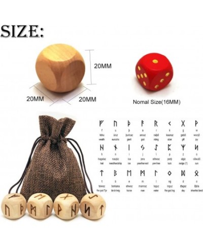 4 Pcs/Set Wooden Rune Dice Set 24 Carved Elder Furthark Alphabet Viking Rune Wood Dices for Divination Game Yellow $14.77 - G...