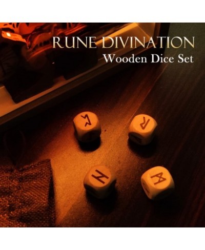 4 Pcs/Set Wooden Rune Dice Set 24 Carved Elder Furthark Alphabet Viking Rune Wood Dices for Divination Game Yellow $14.77 - G...