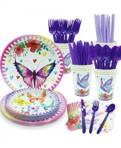 Butterfly Party Supplies Serves16 - Butterfly Plates Napkins Cups and Cutlery Butterfly Birthday Party Decorations Butterfly ...