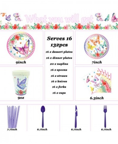 Butterfly Party Supplies Serves16 - Butterfly Plates Napkins Cups and Cutlery Butterfly Birthday Party Decorations Butterfly ...