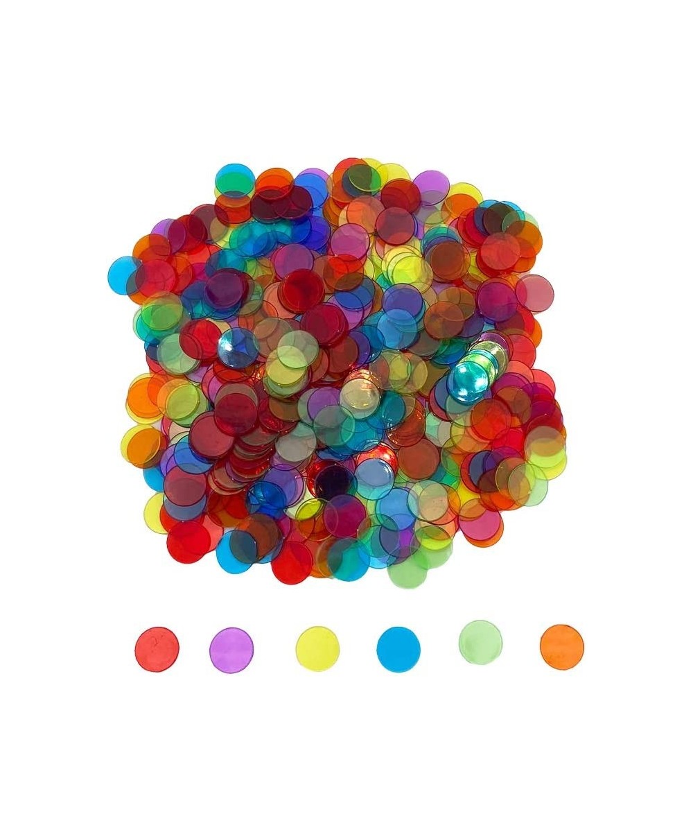 500 Pieces 3/4 inch Transparent 6 Color Bingo Counting Chips with Bag $15.50 - Casino Equipment