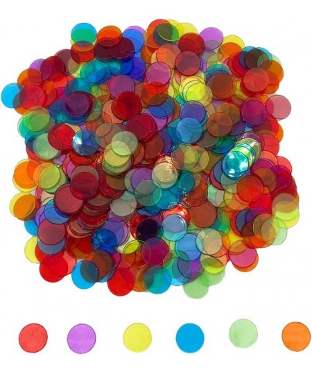 500 Pieces 3/4 inch Transparent 6 Color Bingo Counting Chips with Bag $15.50 - Casino Equipment