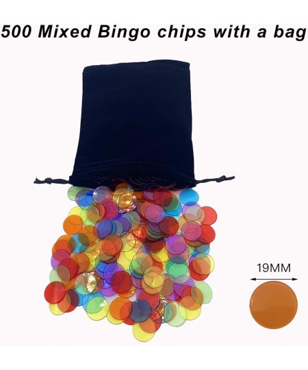 500 Pieces 3/4 inch Transparent 6 Color Bingo Counting Chips with Bag $15.50 - Casino Equipment