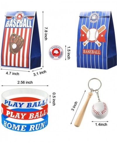 18 Pieces Baseball Party Favors Includes Baseball Silicone Rubber Bracelets Baseball Keychain Baseball Sticker and Baseball P...