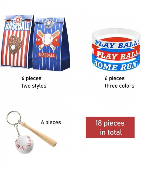 18 Pieces Baseball Party Favors Includes Baseball Silicone Rubber Bracelets Baseball Keychain Baseball Sticker and Baseball P...