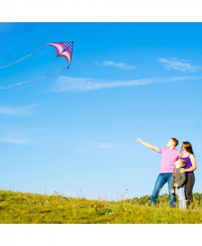 Length 63" Patriotic American Flag Large Delta Kite for Kids and Adults Independence Day Large Kites for Kids Easy to Fly Bea...