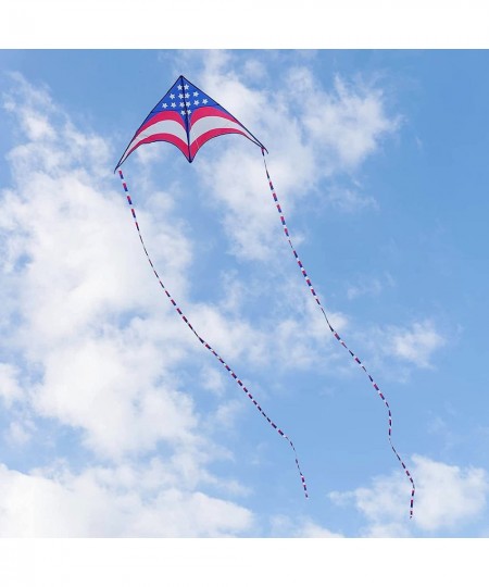 Length 63" Patriotic American Flag Large Delta Kite for Kids and Adults Independence Day Large Kites for Kids Easy to Fly Bea...