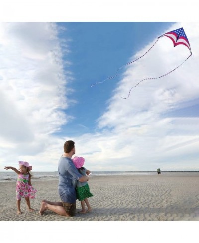 Length 63" Patriotic American Flag Large Delta Kite for Kids and Adults Independence Day Large Kites for Kids Easy to Fly Bea...