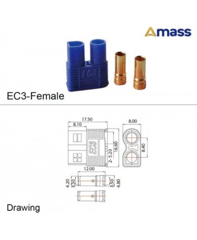 10 Pairs Amass EC3 Battery Connector Plugs 3.5mm Banana Plug Female Male Bullet Connector with 14 Gauge Silicone Wire for RC ...