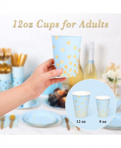 Baby Shower Plates and Napkins Boy Serves 24 Blue Plates and Napkins Party Supplies Includes 12oz Cups 48PCS Napkins for Grad...