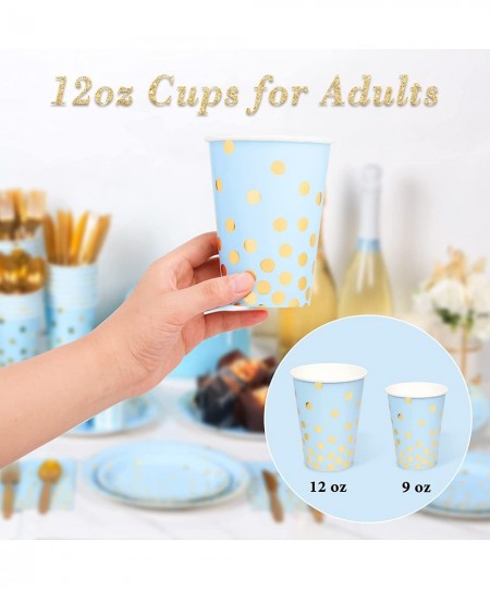 Baby Shower Plates and Napkins Boy Serves 24 Blue Plates and Napkins Party Supplies Includes 12oz Cups 48PCS Napkins for Grad...