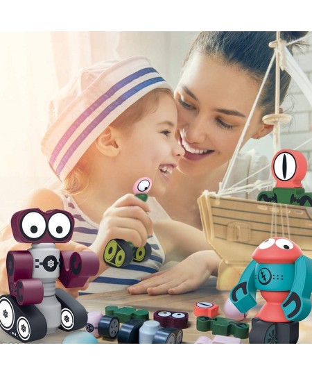 35PCS Magnetic Building Blocks Set Magnetic Robot Toys for Kids with Storage Box DIY Stacking Robots Building Toy STEM Educat...