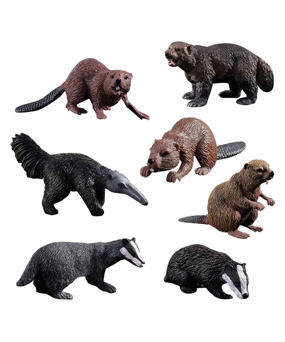 Realistic Animal Figures - 7pcs Animals Action Model Includes Badger Beaver Anteater Wolverine - Educational Learning Toys Bi...