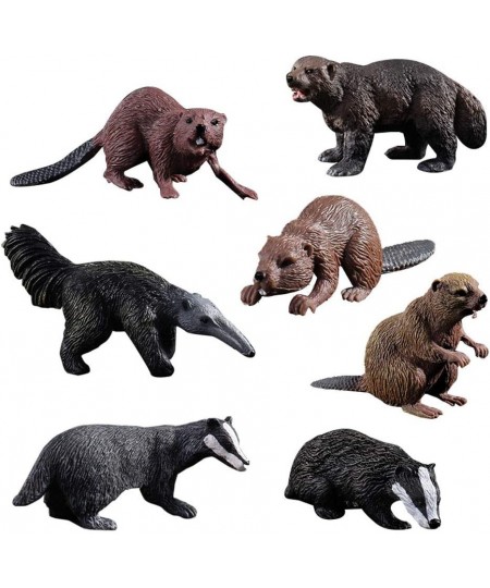 Realistic Animal Figures - 7pcs Animals Action Model Includes Badger Beaver Anteater Wolverine - Educational Learning Toys Bi...