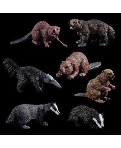 Realistic Animal Figures - 7pcs Animals Action Model Includes Badger Beaver Anteater Wolverine - Educational Learning Toys Bi...