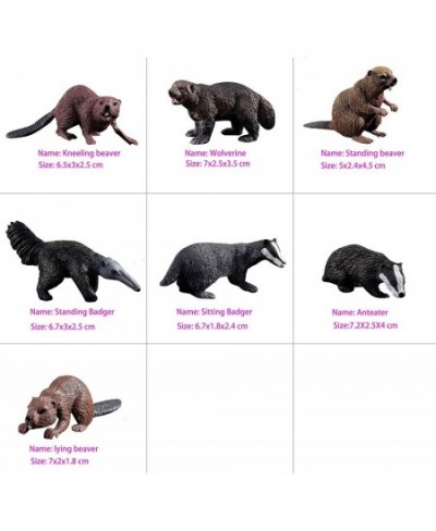 Realistic Animal Figures - 7pcs Animals Action Model Includes Badger Beaver Anteater Wolverine - Educational Learning Toys Bi...