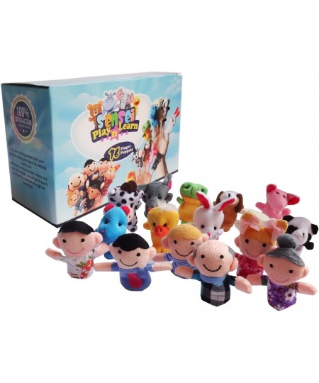 Sensei Play ‘n’ Learn Finger Family Puppets - People & Animals - 16 pcs - Finger Puppets Zoo Animals & Family Puppets For Kid...