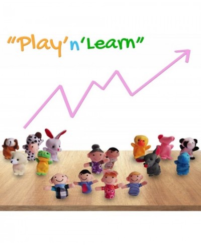 Sensei Play ‘n’ Learn Finger Family Puppets - People & Animals - 16 pcs - Finger Puppets Zoo Animals & Family Puppets For Kid...