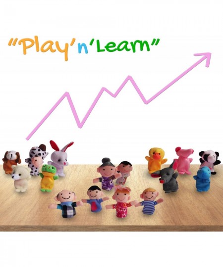 Sensei Play ‘n’ Learn Finger Family Puppets - People & Animals - 16 pcs - Finger Puppets Zoo Animals & Family Puppets For Kid...