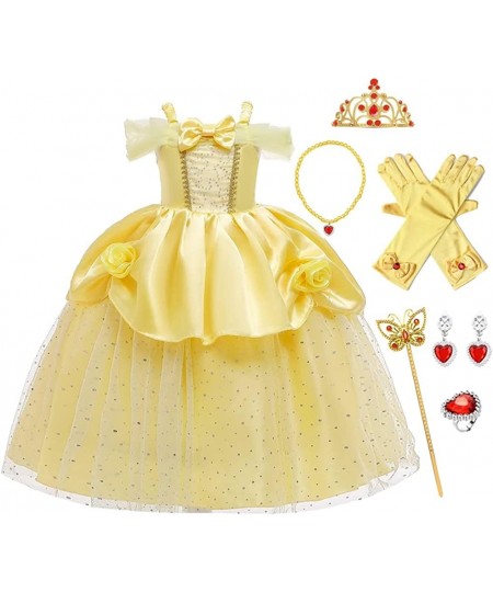 Girls Belle Costume Princess Birthday Christmas Party Halloween Beauty and The Beast Fancy Cosplay Dress w/Accessories $57.74...