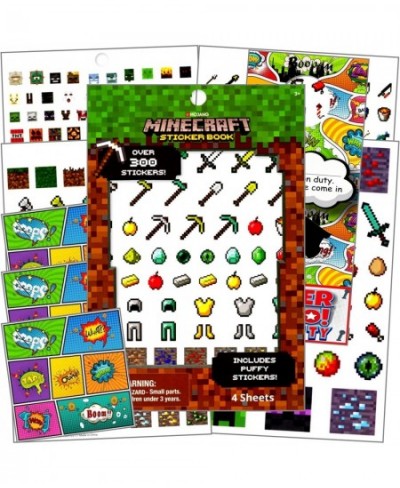 Minecraft Stickers for Kids - 4 Sheets of Puffy Stickers Bundle Includes 3 Specialty Separately Licensed GWW Reward Stickers ...