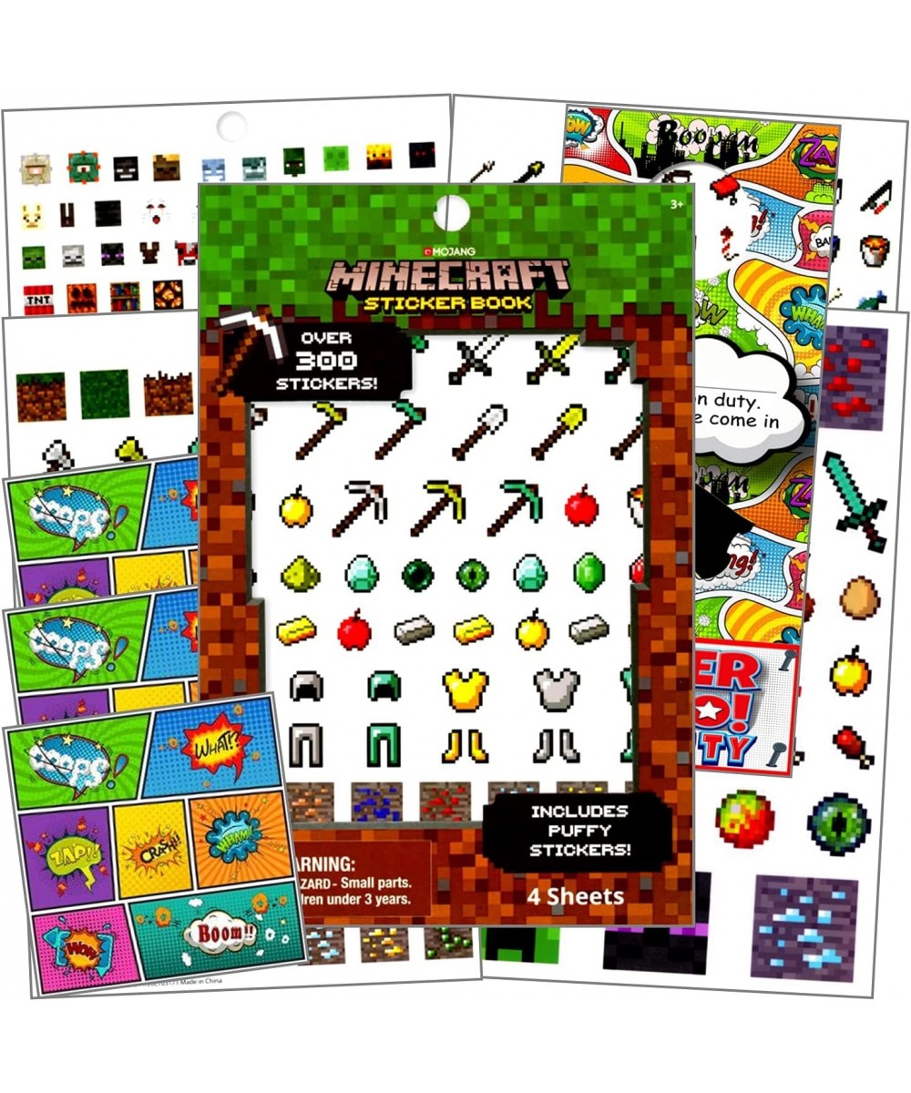 Minecraft Stickers for Kids - 4 Sheets of Puffy Stickers Bundle Includes 3 Specialty Separately Licensed GWW Reward Stickers ...