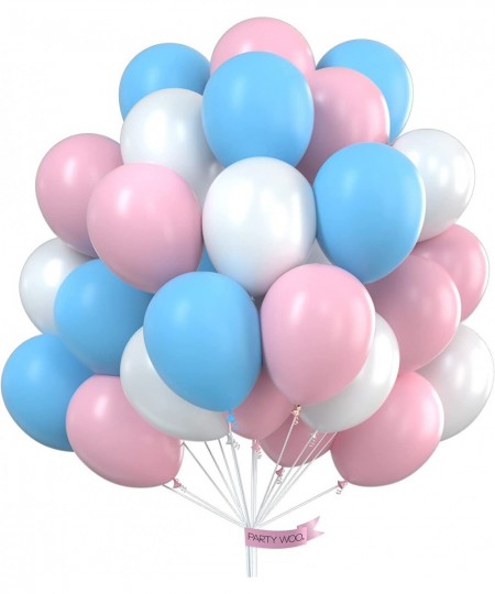 Blue Pink Balloons 100pcs 10 in Baby Blue Balloons Baby Pink Balloons White Balloons Pink and Blue Balloons for Gender Reveal...