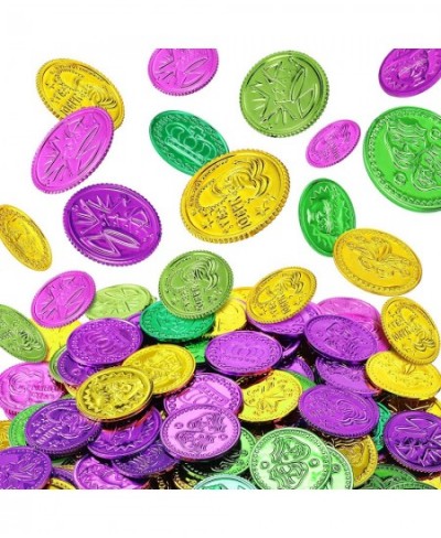 160 Pcs Mardi Gras Coins Plastic Gold Coins Green Purple Gold Fake Gold Coins Mardi Gras Decorations Centerpiece Mardi Gras T...