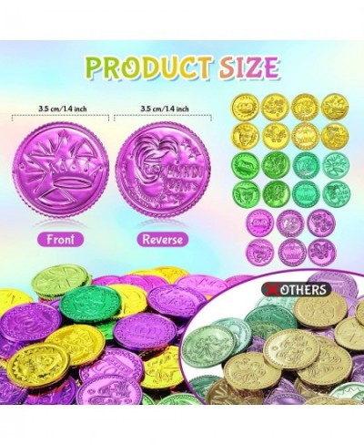 160 Pcs Mardi Gras Coins Plastic Gold Coins Green Purple Gold Fake Gold Coins Mardi Gras Decorations Centerpiece Mardi Gras T...