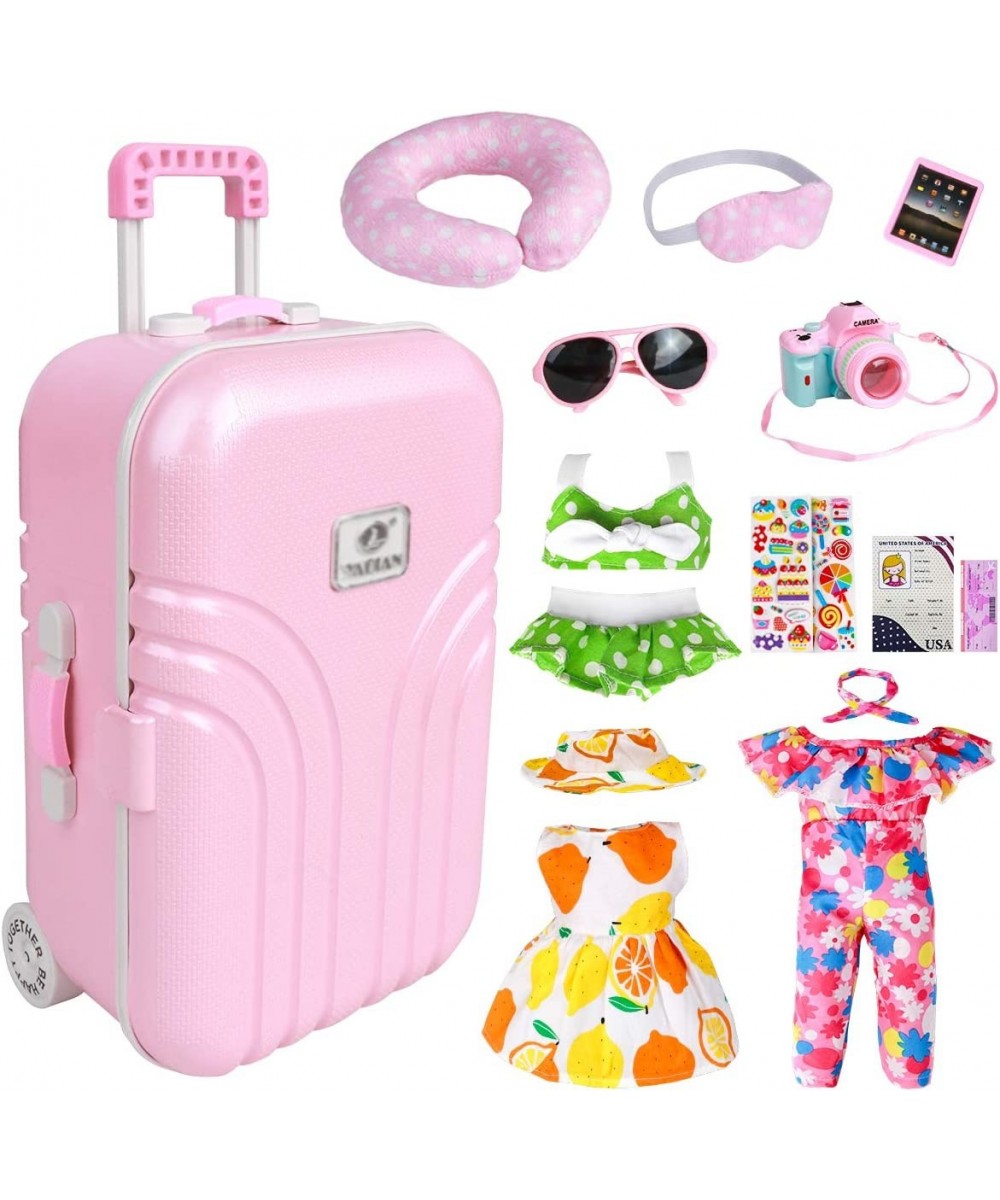 18 Inch Doll Travel Play Set - Doll Accessories with Carry on Suitcase Luggage 3 Sets of Doll Clothes Doll Travel Gear Play S...