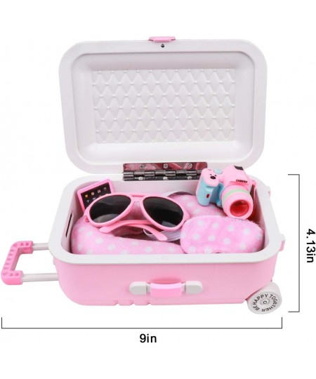 18 Inch Doll Travel Play Set - Doll Accessories with Carry on Suitcase Luggage 3 Sets of Doll Clothes Doll Travel Gear Play S...